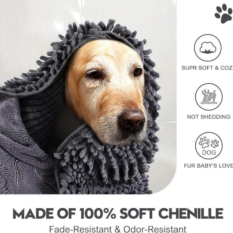 Large Soft Pet Bath Towel Quick-Drying Super Absorbent Foldable Skin-Friendly Cat Dog Bath Robe for Comfortable Cleaning