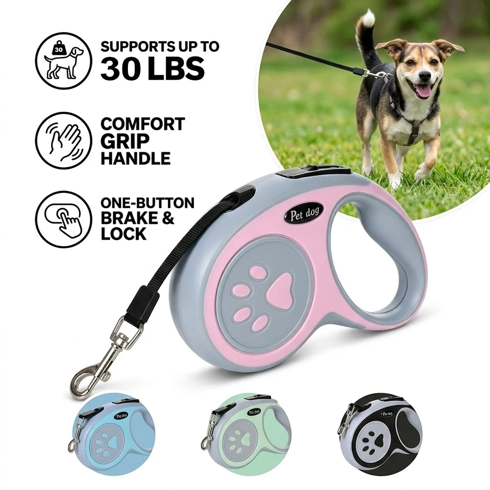 Pet Walking Lead One-Button Lock Non-Slip Handle for Small Dogs Cats Training Hiking Puppy Supplies