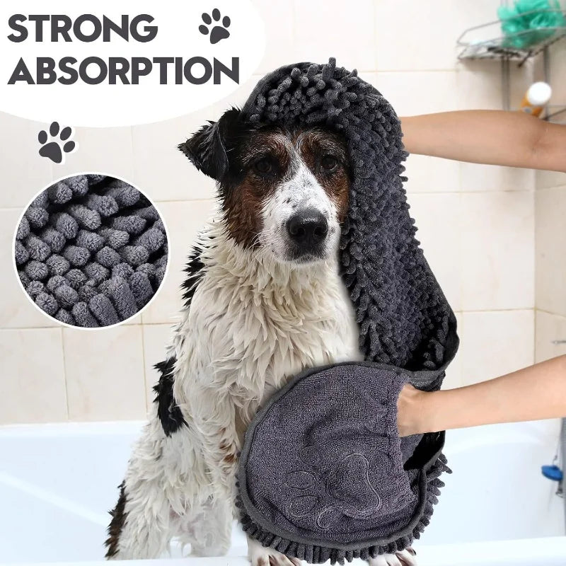 Large Soft Pet Bath Towel Quick-Drying Super Absorbent Foldable Skin-Friendly Cat Dog Bath Robe for Comfortable Cleaning