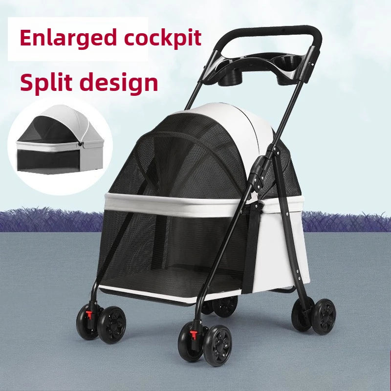 Pet Strollers Cart Cat Dog Small Dog Cat Teddy Cart Out Lightweight Folding Pet Products