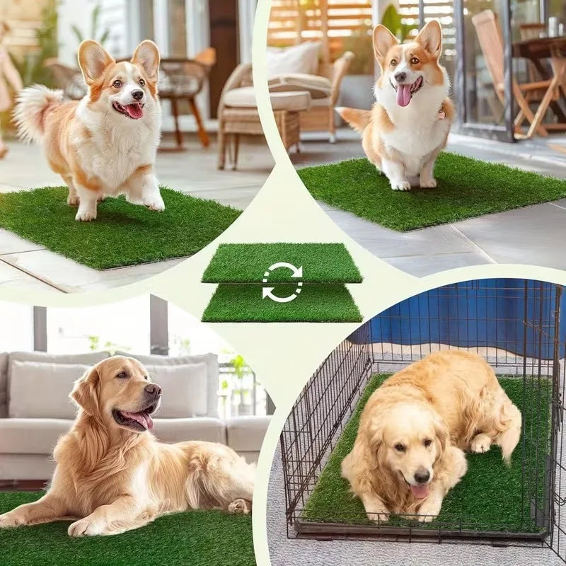 Dog Grass Mat Washable Reusable Odor Control Training Pee Pad Non Slip Backing Easy Clean Pet Potty Mat Accessories